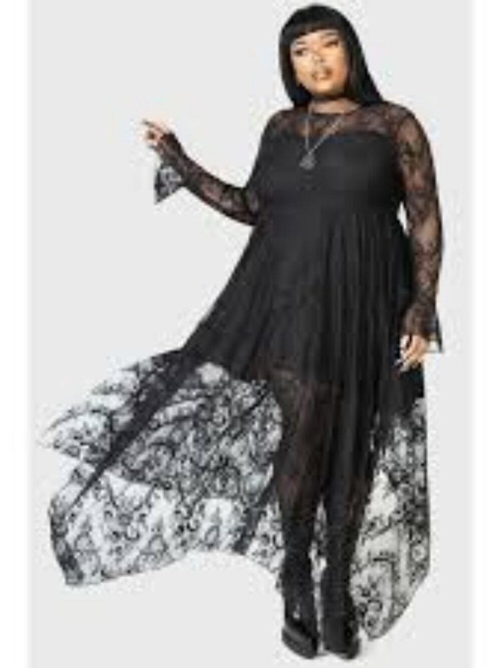 Killstar Shadow Figure Maxi Dress Black Gothic 4XL Plus NWT